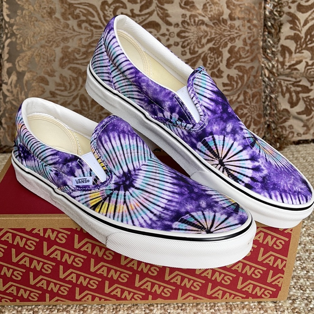 Vans Men’s Classic Slip-On New Age Purple Tie Dye Sneakers - Picture 7 of 16